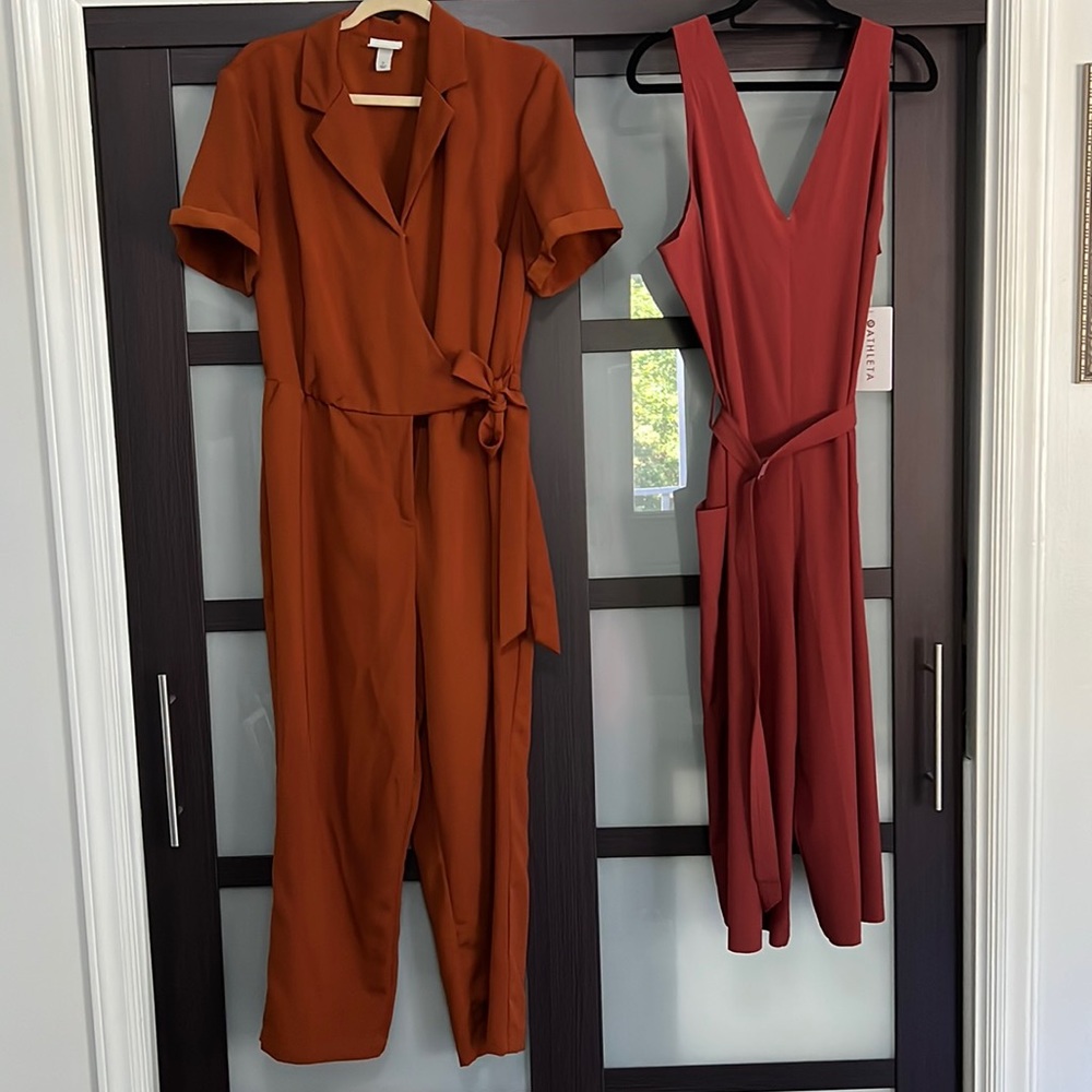 Athleta and  Ava & Liv jumpsuit pair